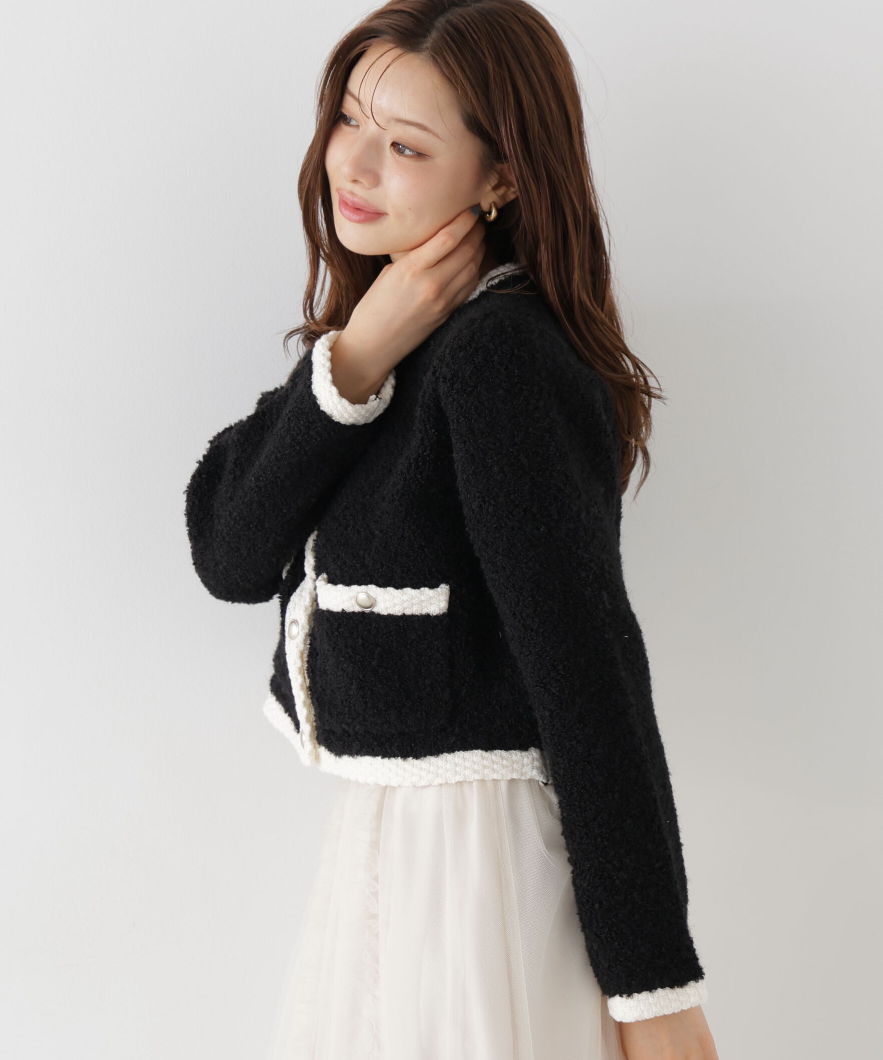 PROPORTION BODY DRESSING「＜a/mie＞ブークレニットジャケット」|カーディガン|