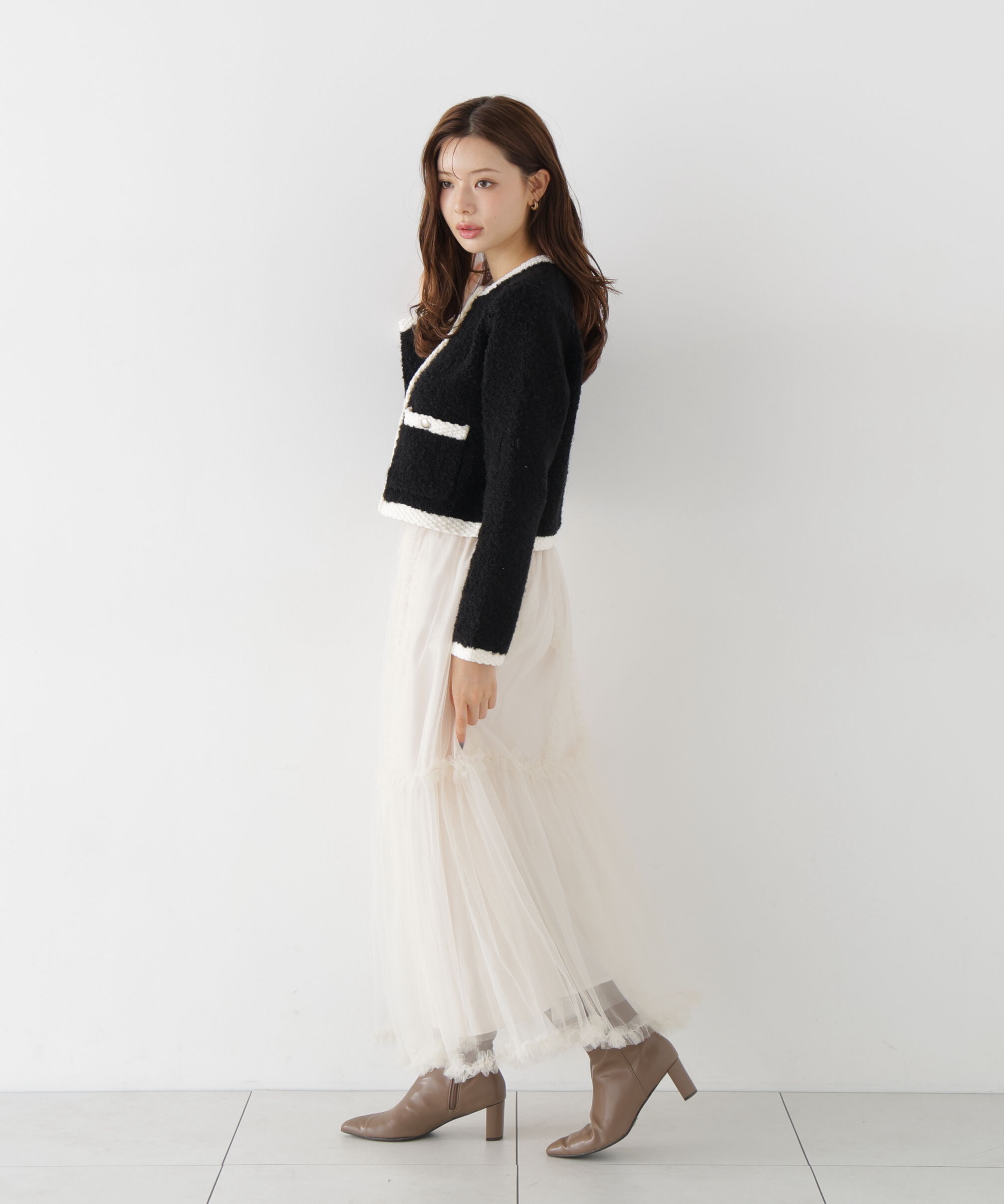 PROPORTION BODY DRESSING「＜a/mie＞ブークレニットジャケット」|カーディガン|