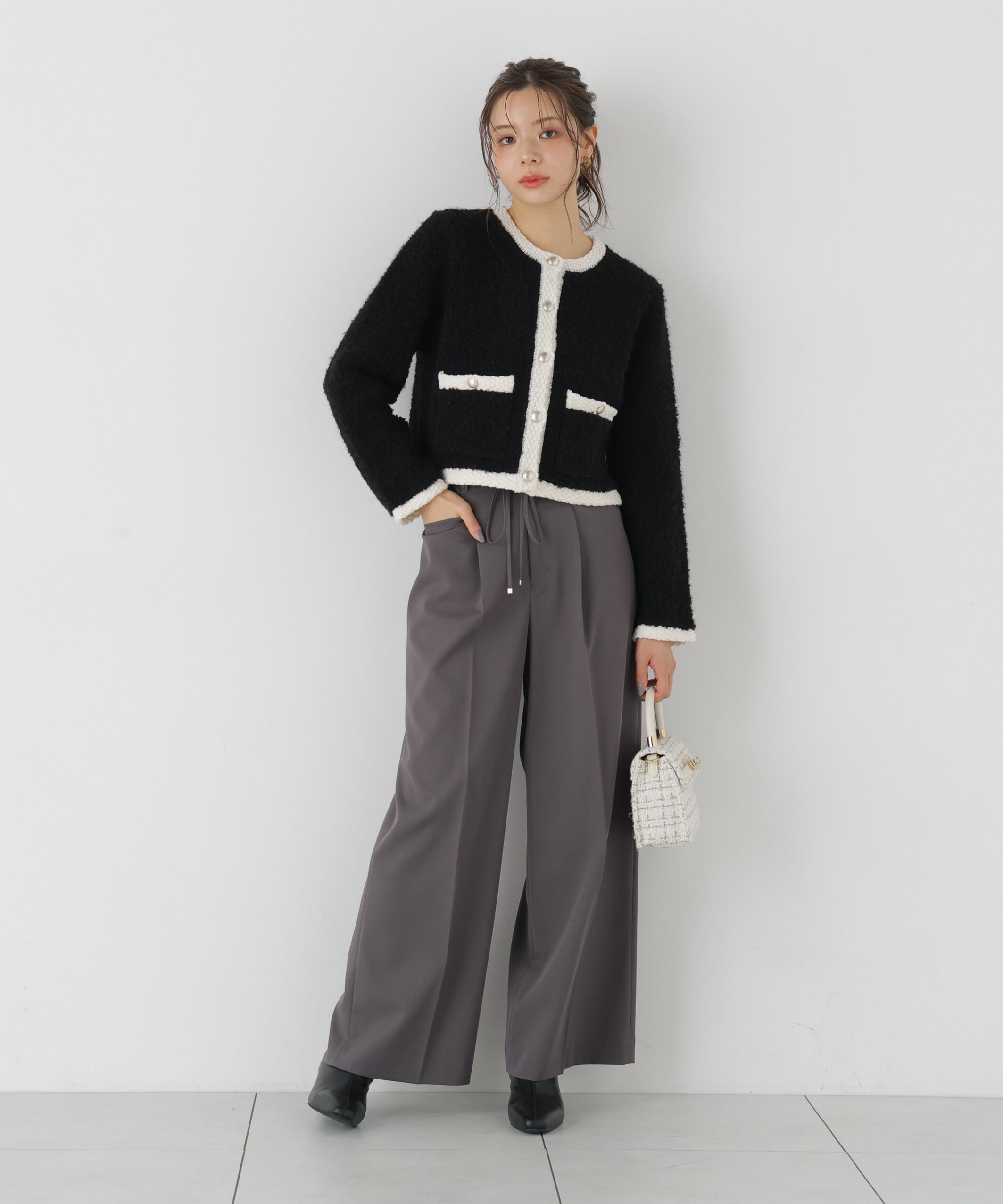 PROPORTION BODY DRESSING「＜a/mie＞ブークレニットジャケット」|カーディガン|
