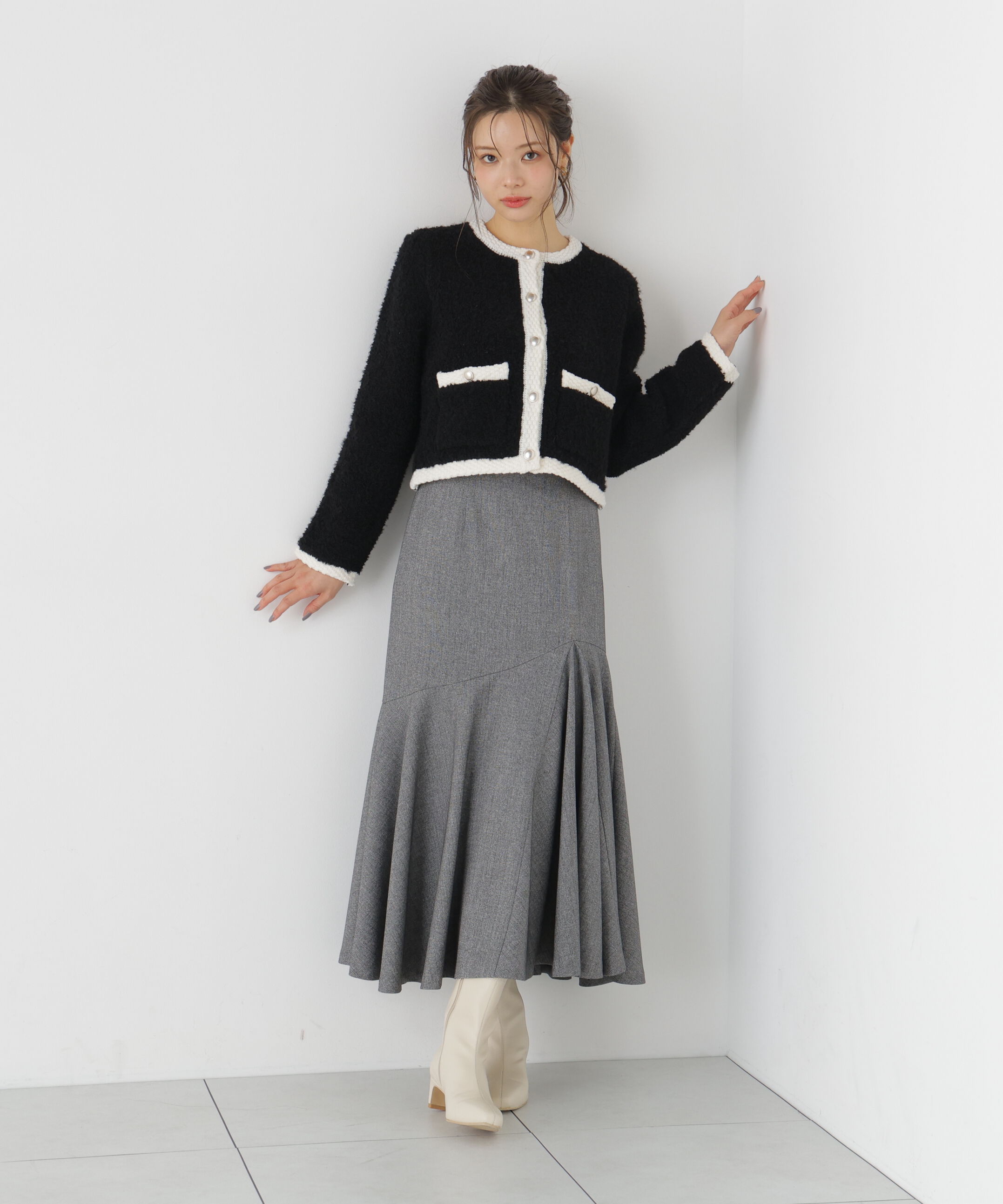 PROPORTION BODY DRESSING「＜a/mie＞ブークレニットジャケット」|カーディガン|
