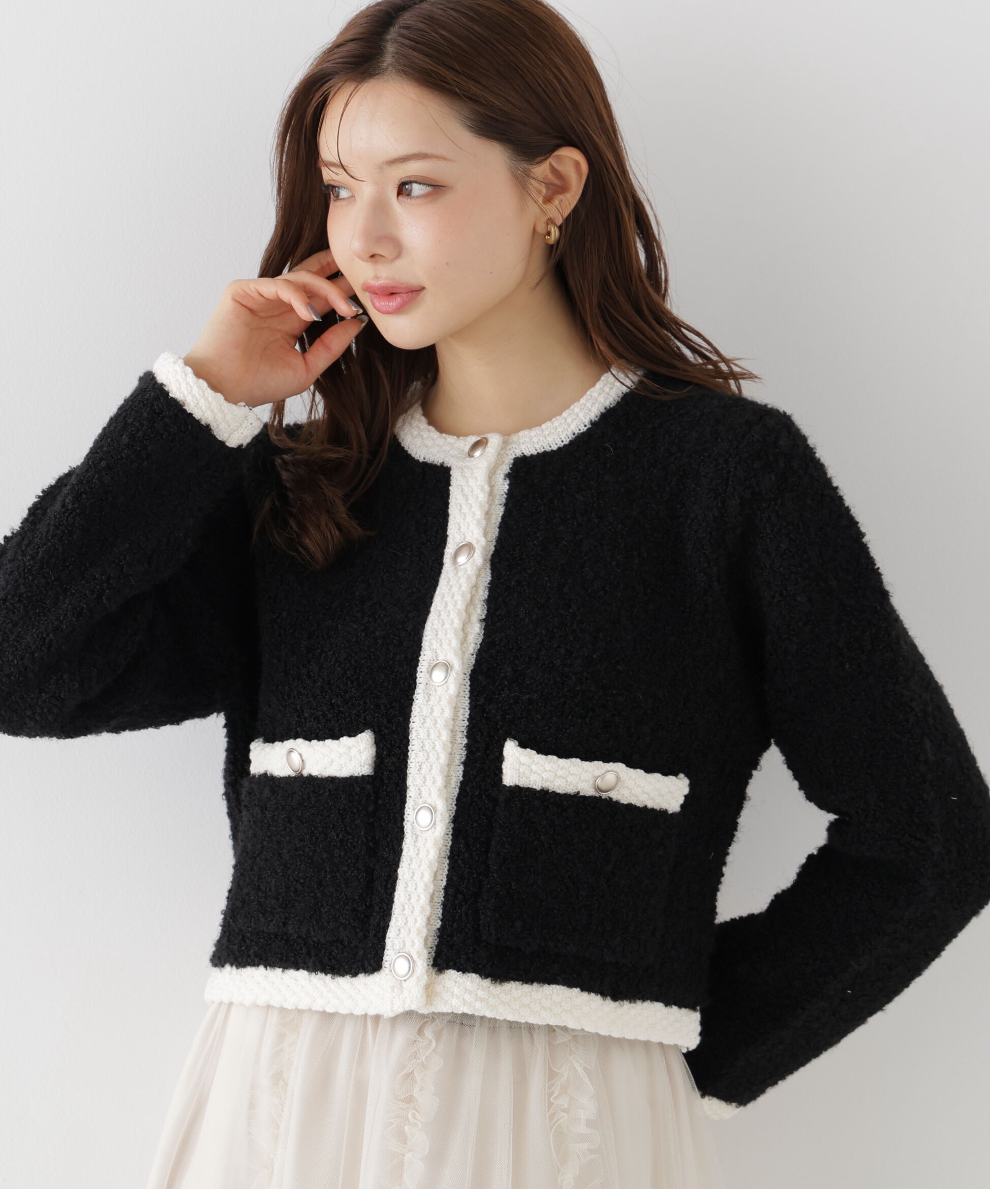 PROPORTION BODY DRESSING「＜a/mie＞ブークレニットジャケット」|カーディガン|