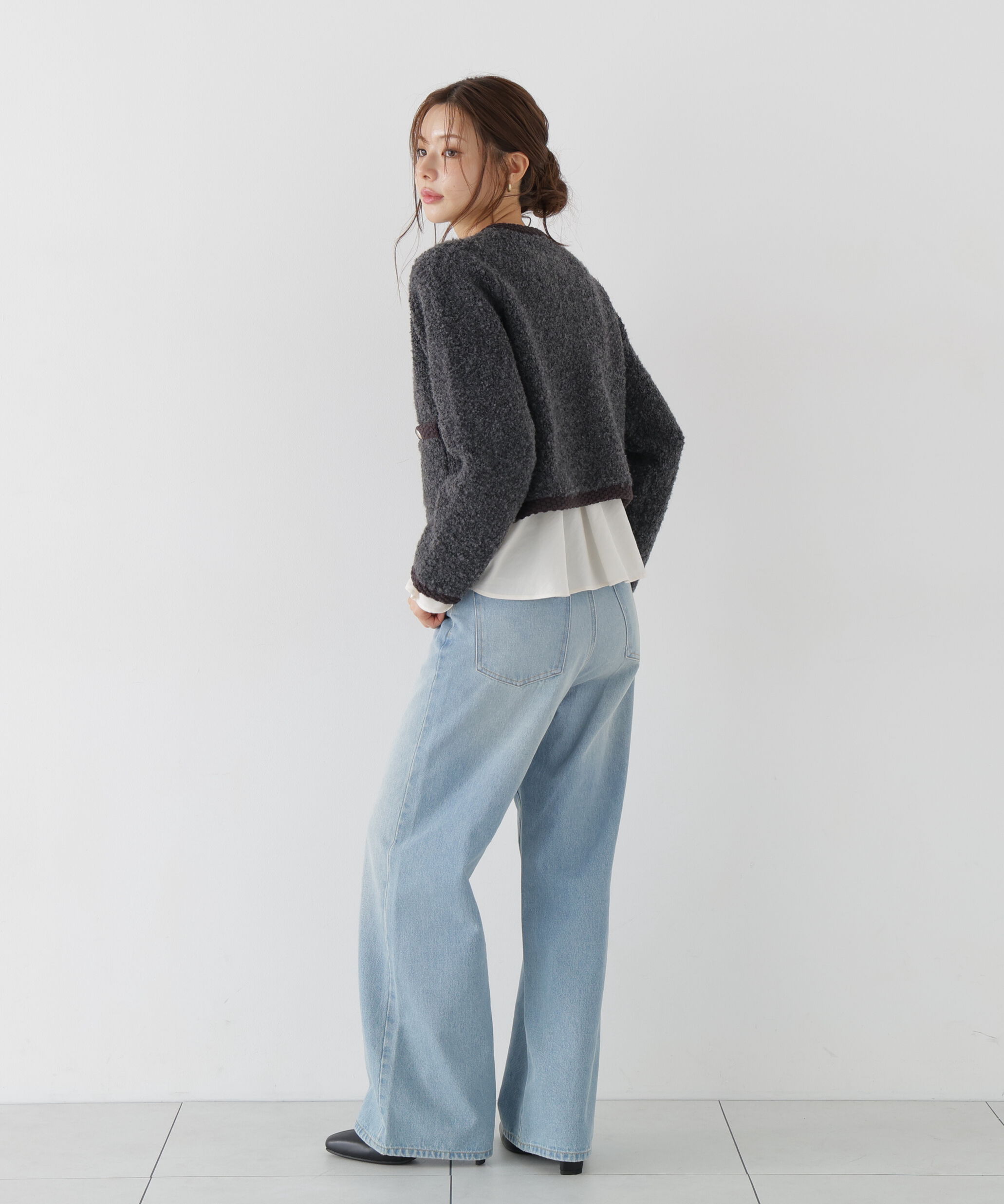 PROPORTION BODY DRESSING「＜a/mie＞ブークレニットジャケット」|カーディガン|
