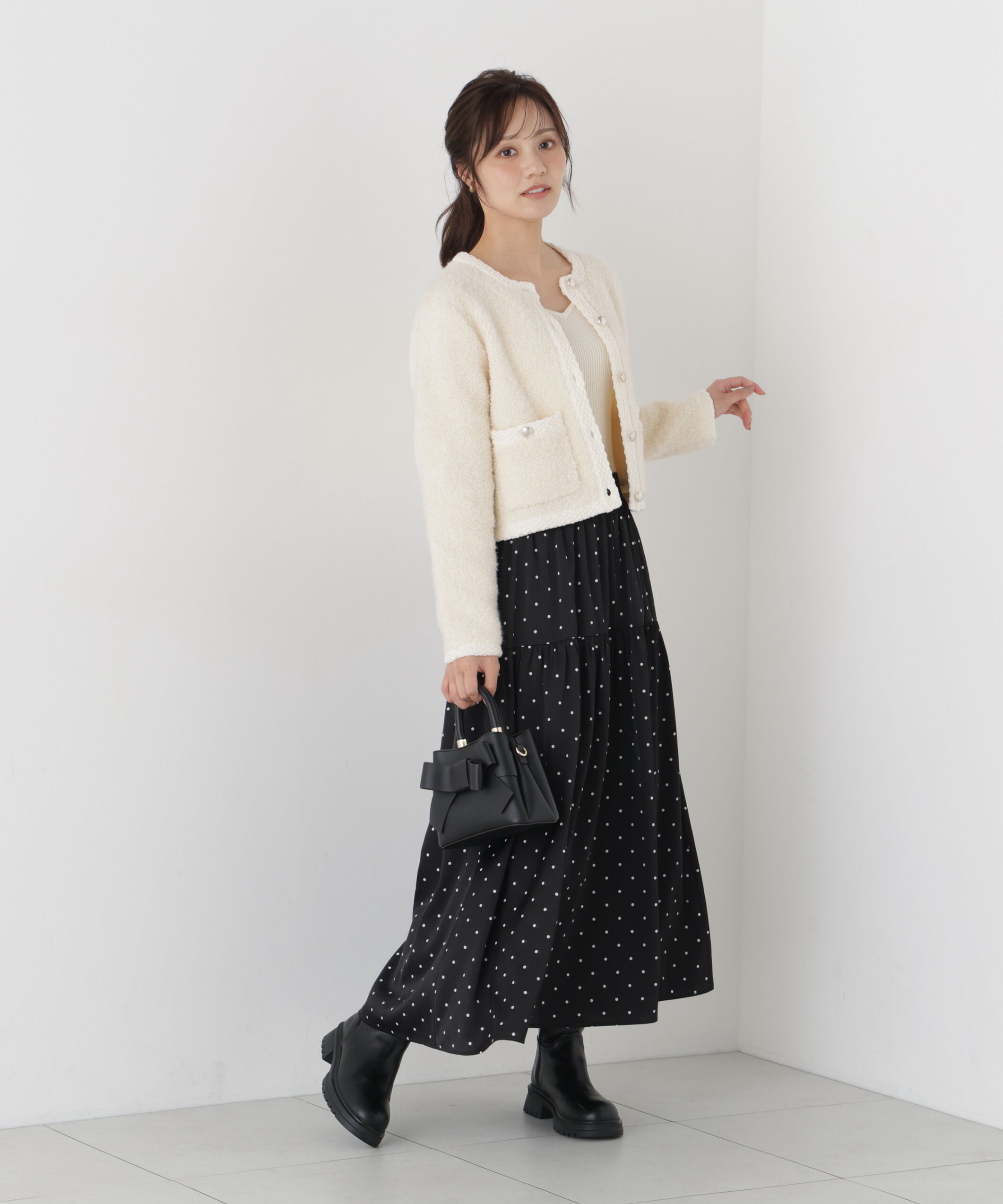 PROPORTION BODY DRESSING「＜a/mie＞ブークレニットジャケット」|カーディガン|