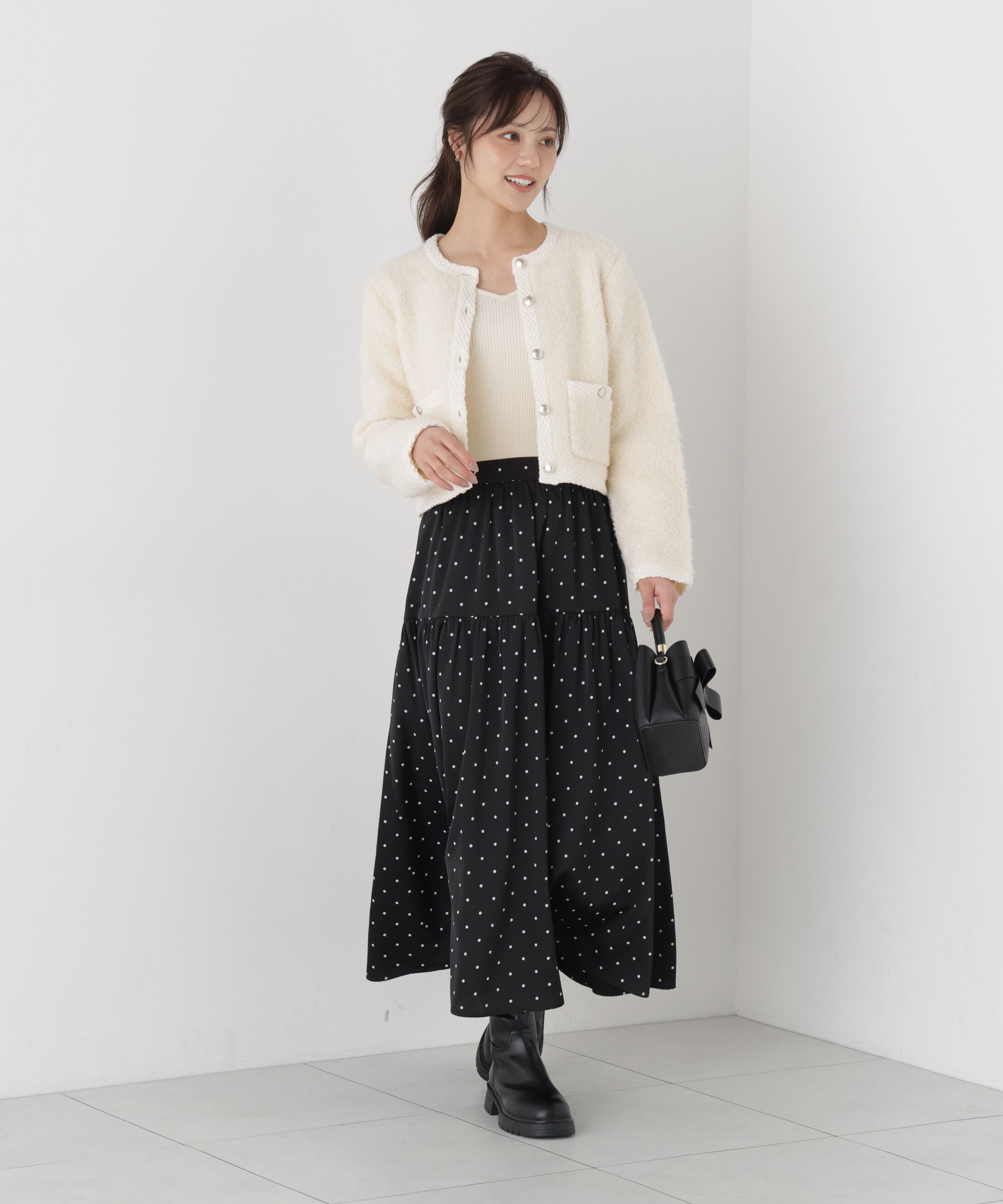 PROPORTION BODY DRESSING「＜a/mie＞ブークレニットジャケット」|カーディガン|