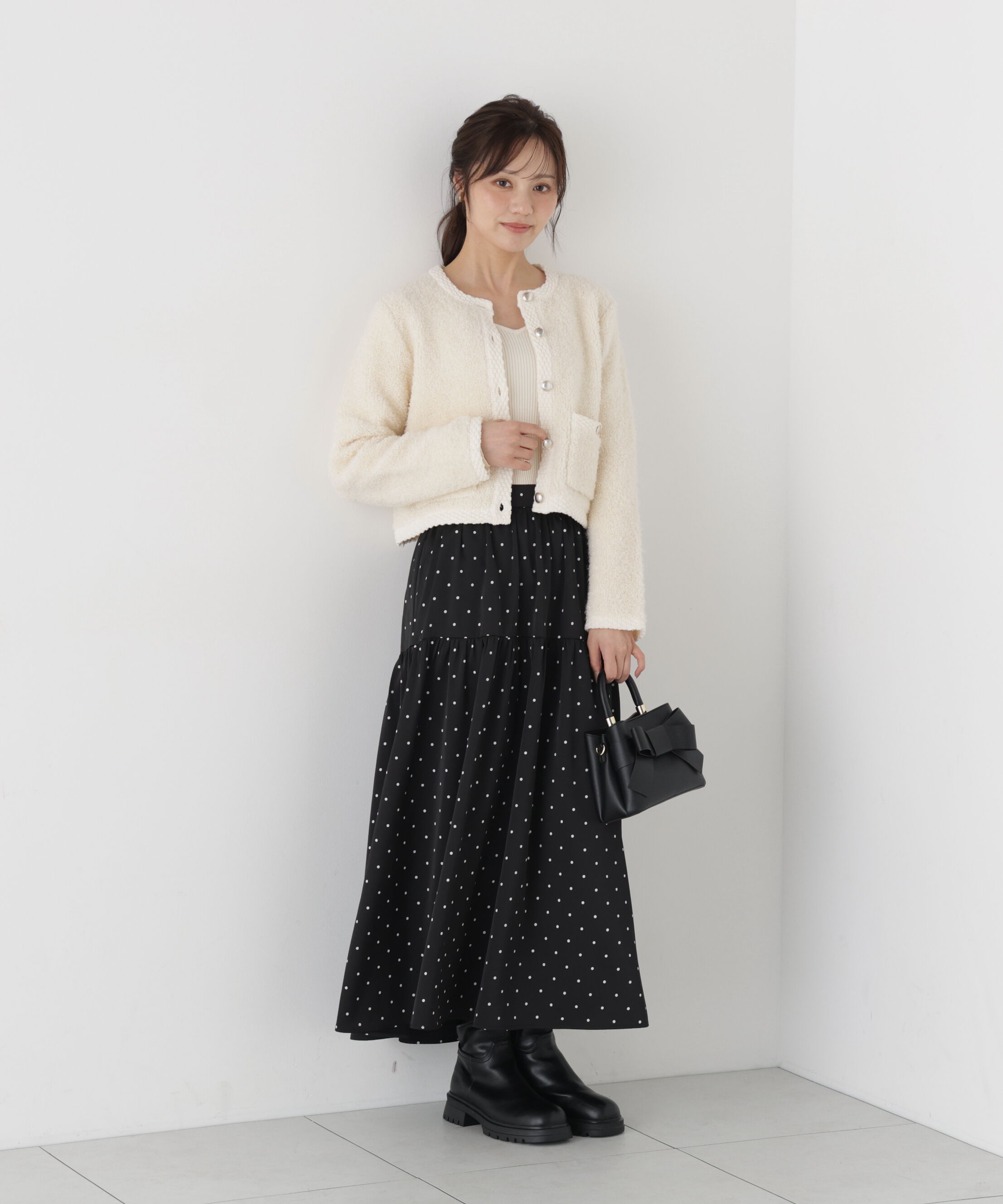 PROPORTION BODY DRESSING「＜a/mie＞ブークレニットジャケット」|カーディガン|