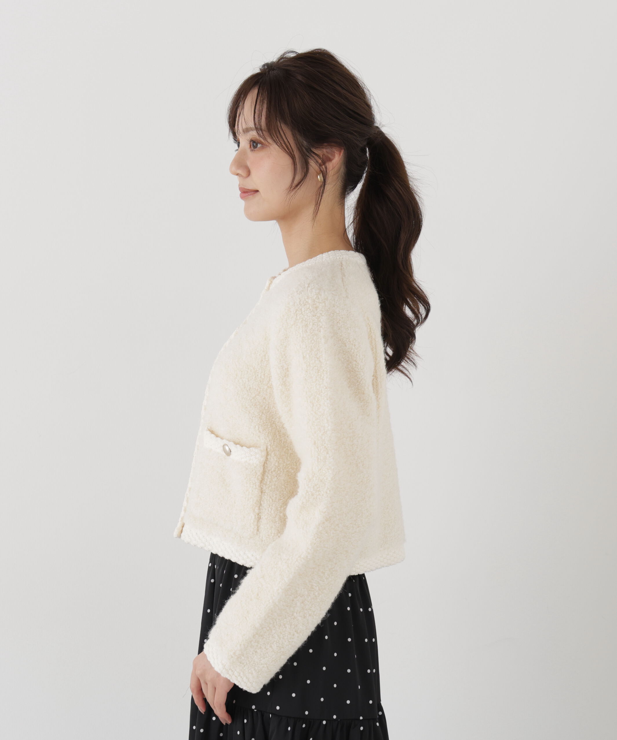 PROPORTION BODY DRESSING「＜a/mie＞ブークレニットジャケット」|カーディガン|