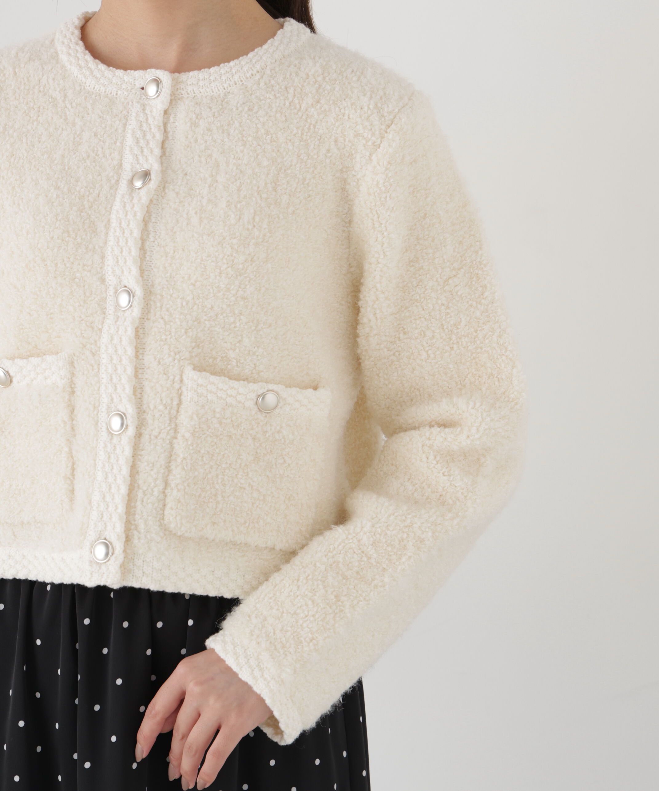 PROPORTION BODY DRESSING「＜a/mie＞ブークレニットジャケット」|カーディガン|