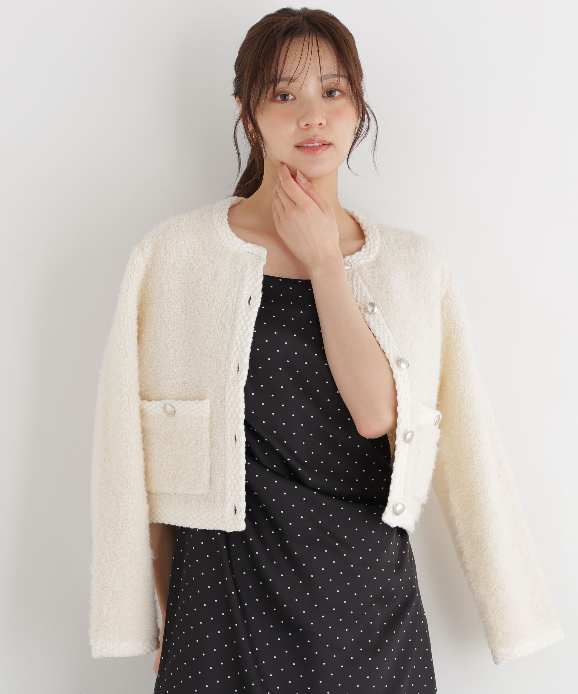 PROPORTION BODY DRESSING「＜a/mie＞ブークレニットジャケット」|カーディガン|