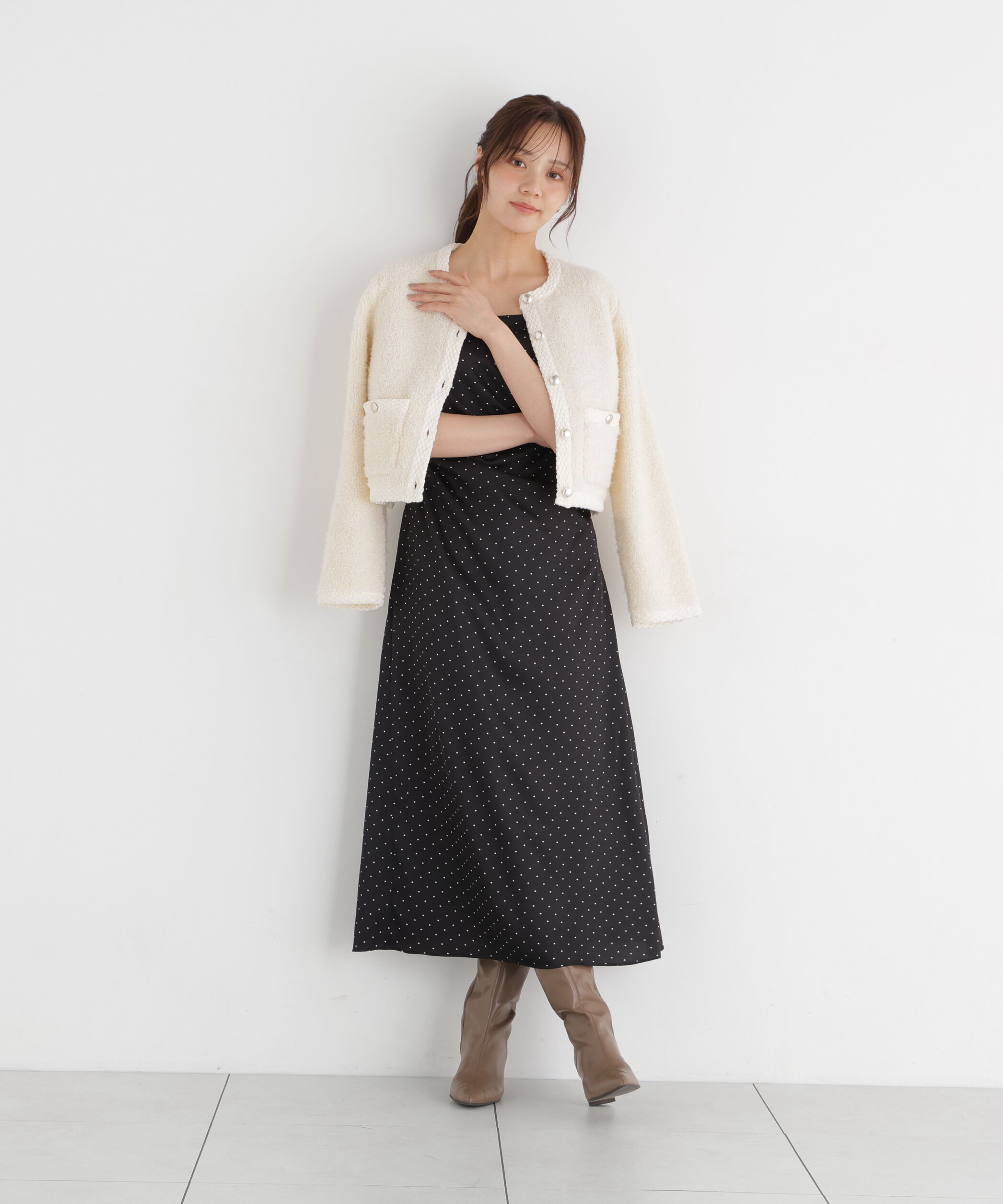 PROPORTION BODY DRESSING「＜a/mie＞ブークレニットジャケット」|カーディガン|