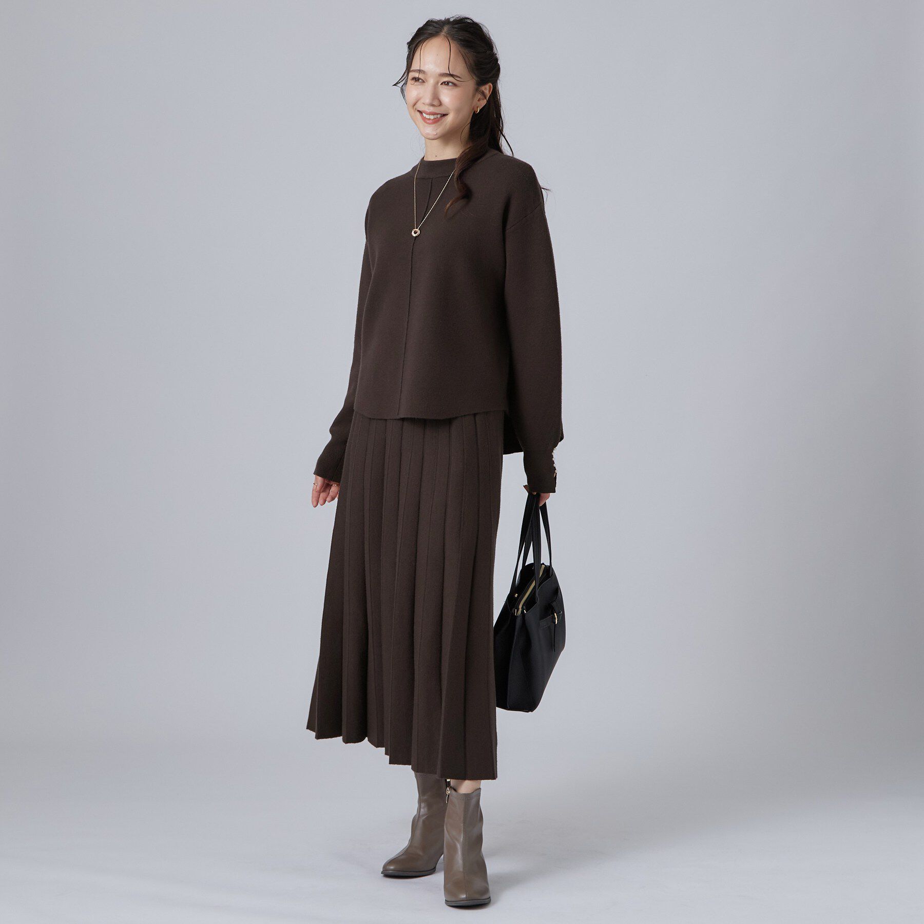 SHOO･LA･RUE「【洗濯機可/S-LL】もちもちで心地よい もちここニットプリーツスカート」|スカート|