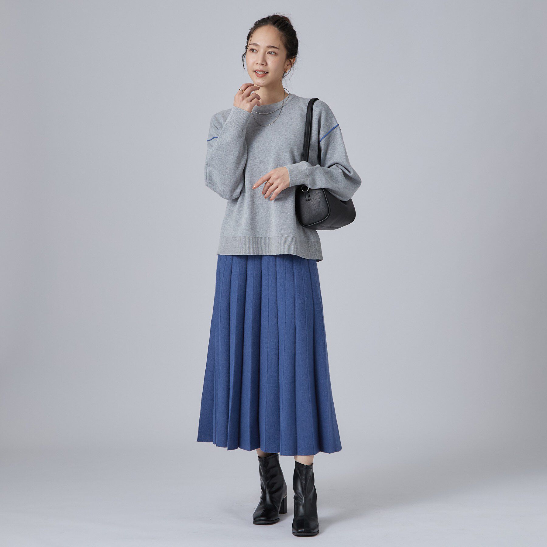 SHOO･LA･RUE「【洗濯機可/S-LL】もちもちで心地よい もちここニットプリーツスカート」|スカート|