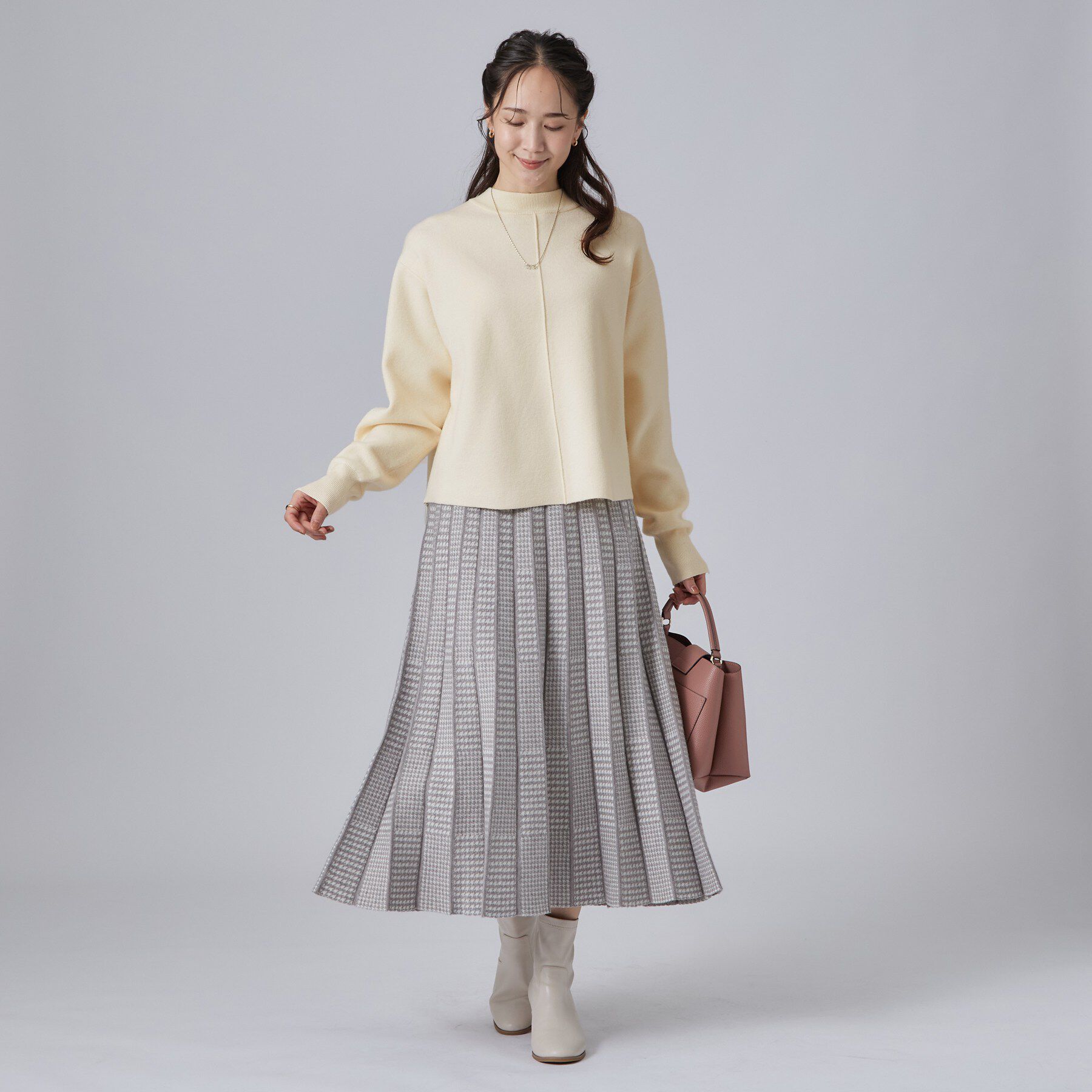 SHOO･LA･RUE「【洗濯機可/S-LL】もちもちで心地よい もちここニットプリーツスカート」|スカート|