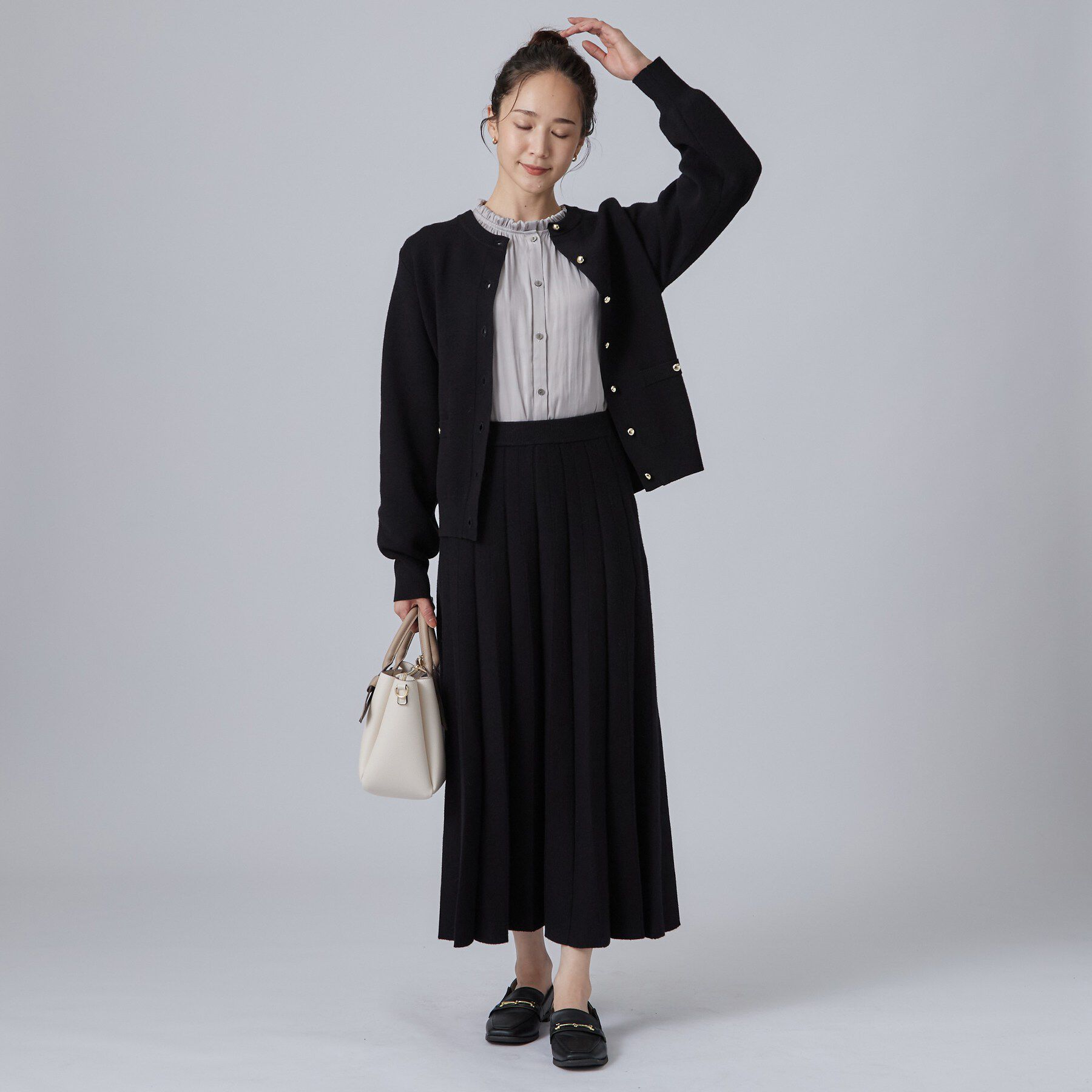 SHOO･LA･RUE「【洗濯機可/S-LL】もちもちで心地よい もちここニットプリーツスカート」|スカート|