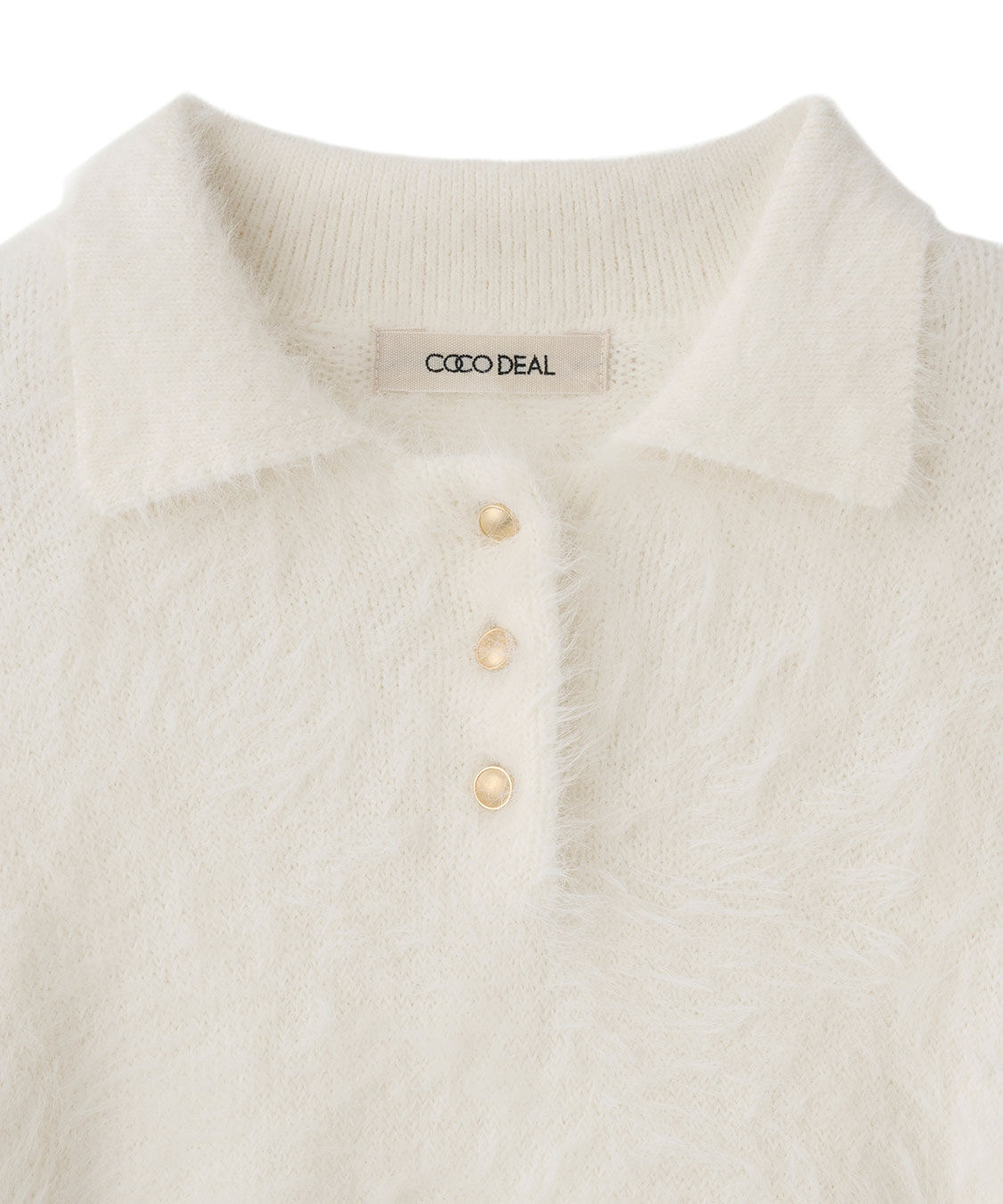COCO DEAL「フェザーポロニットトップス」|ポロシャツ|