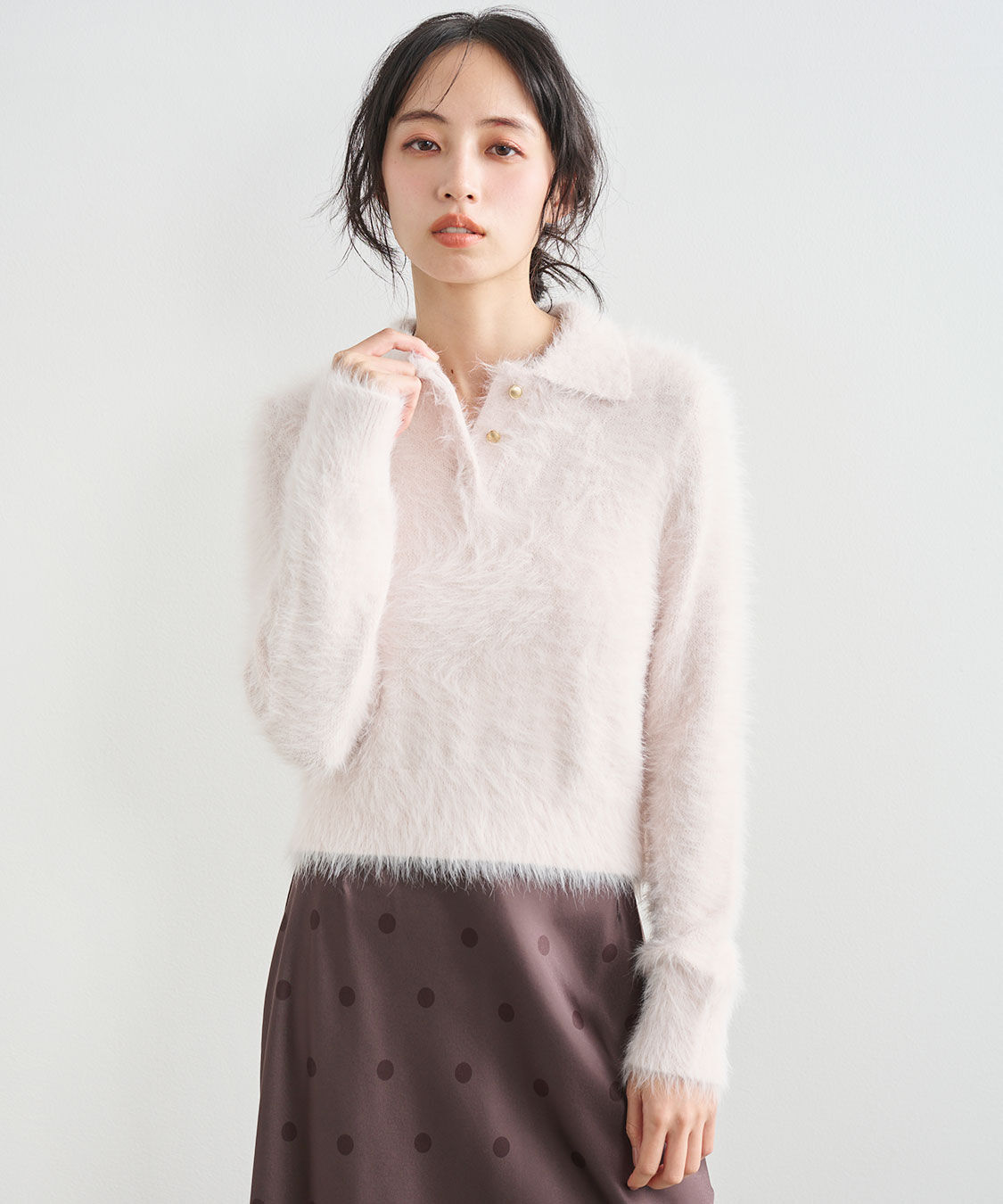 COCO DEAL「フェザーポロニットトップス」|ポロシャツ|