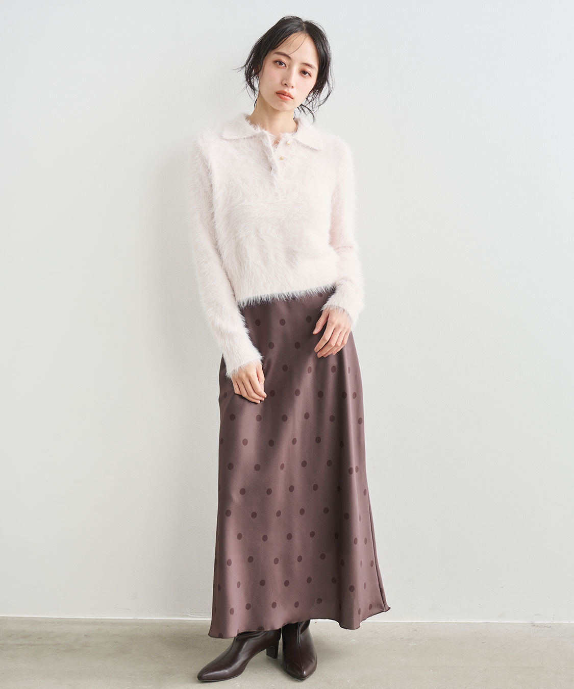 COCO DEAL「フェザーポロニットトップス」|ポロシャツ|