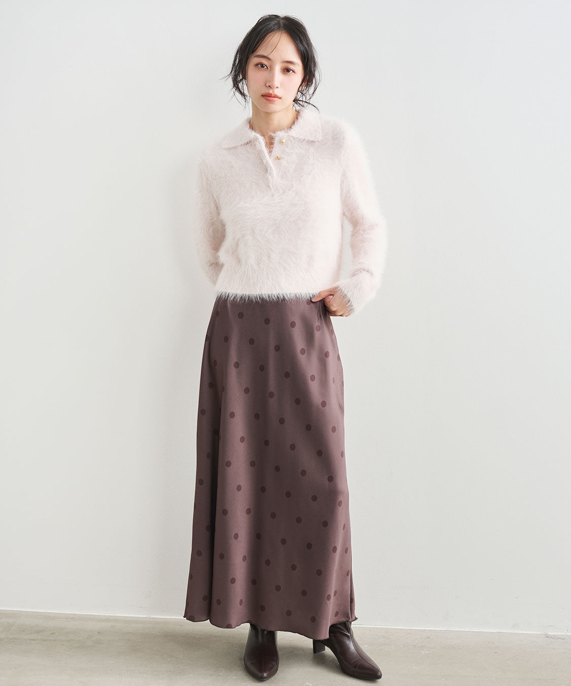 COCO DEAL「フェザーポロニットトップス」|ポロシャツ|