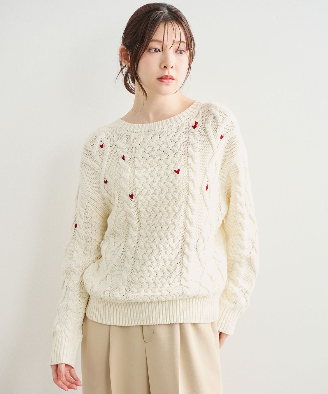 COCO DEAL「ケーブルハート刺繍ニット」|ニット・セーター|
