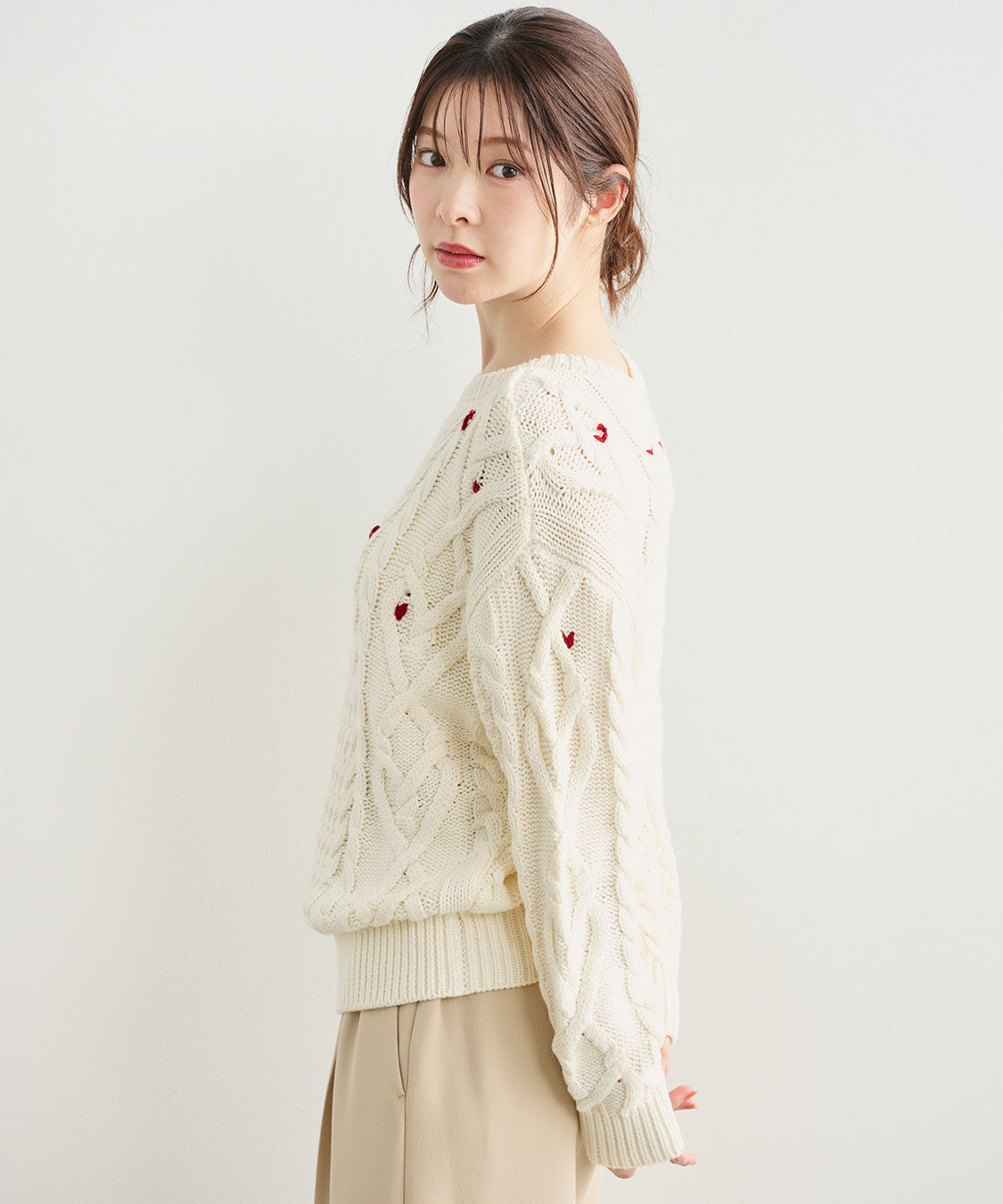 COCO DEAL「ケーブルハート刺繍ニット」|ニット・セーター|