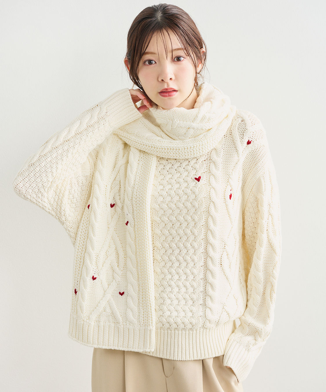 COCO DEAL「ケーブルハート刺繍ニット」|ニット・セーター|