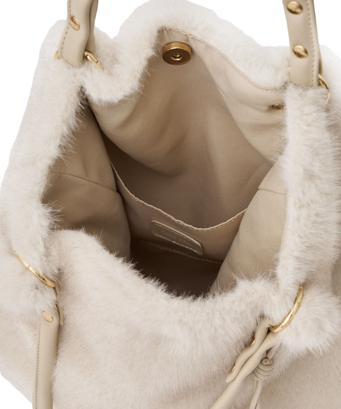 COCO DEAL「レザーハンドルファーBAG」|ハンドバッグ|