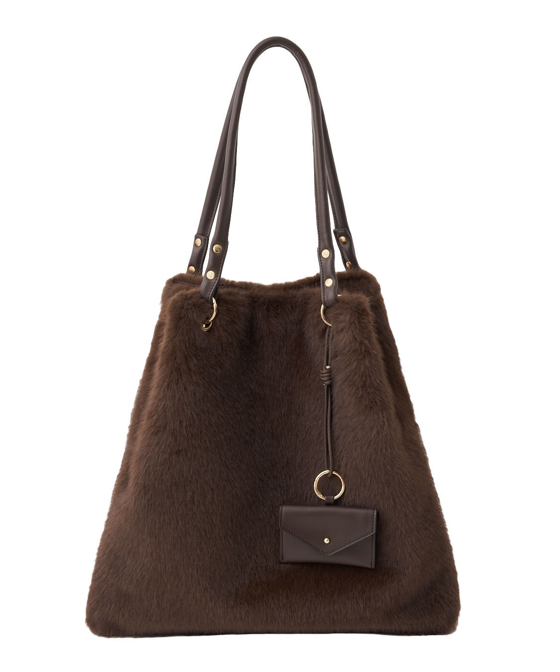 COCO DEAL「レザーハンドルファーBAG」|ハンドバッグ|ブラウン