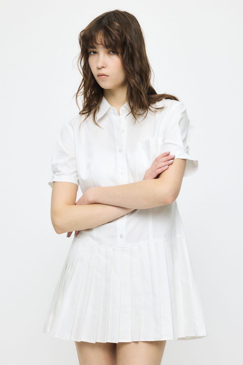 MOUSSY「PLEATED SHIRT MINI ドレス」|ワンピース|