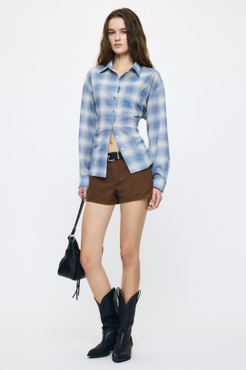 MOUSSY「FADE CHECK SHEER OVER シャツ」|シャツ・ブラウス|