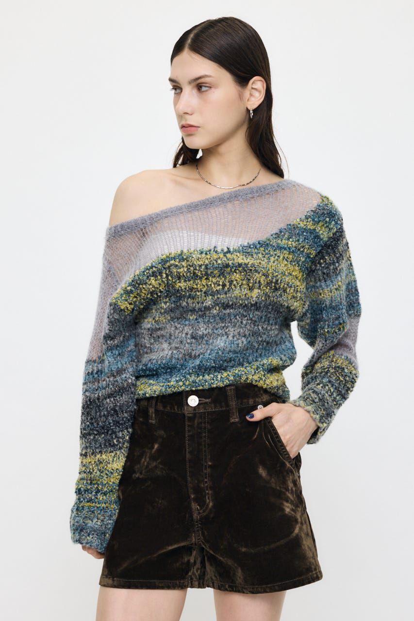 MOUSSY「MIXED YARN SHEER COMBI ニット」|ニット・セーター|