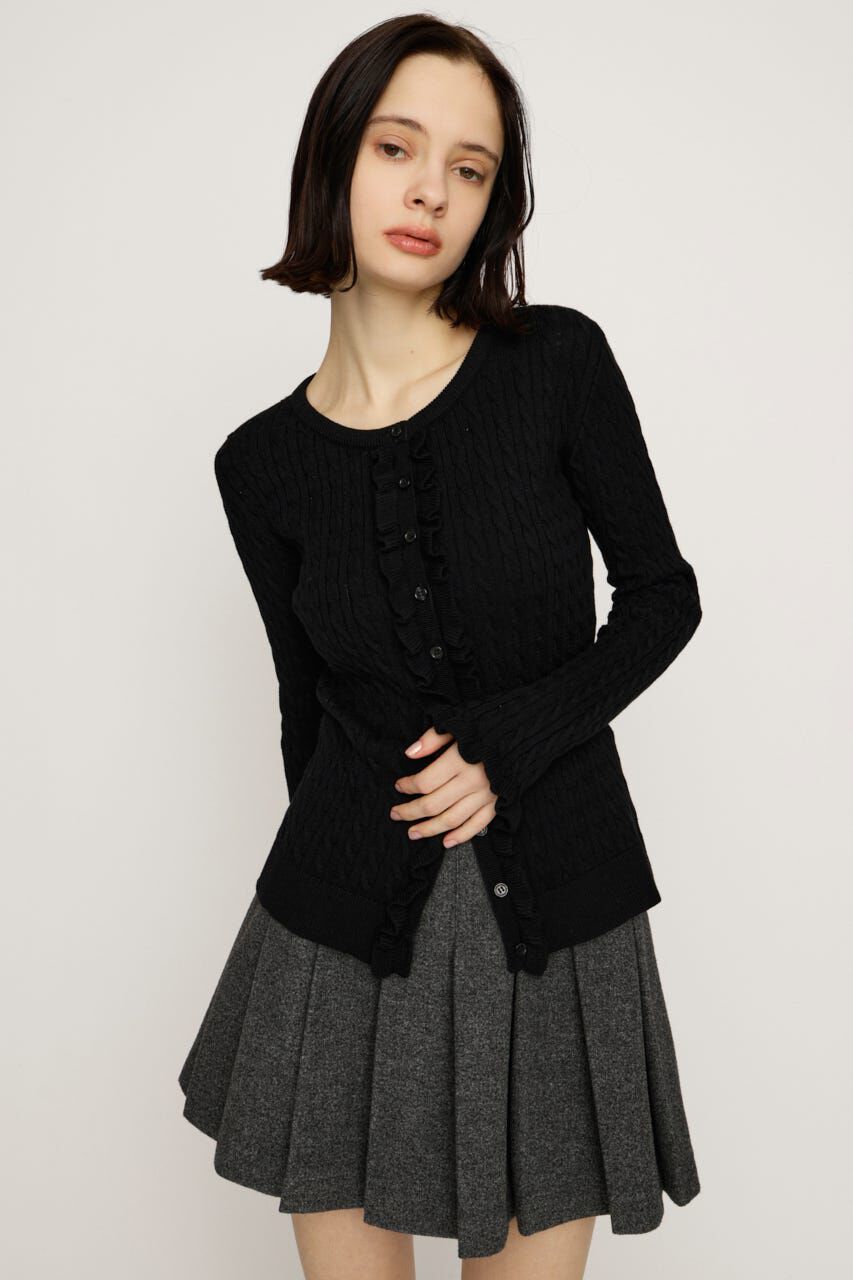 SLY「FRONT FRILL KNIT トップス」|ニット・セーター|BLK