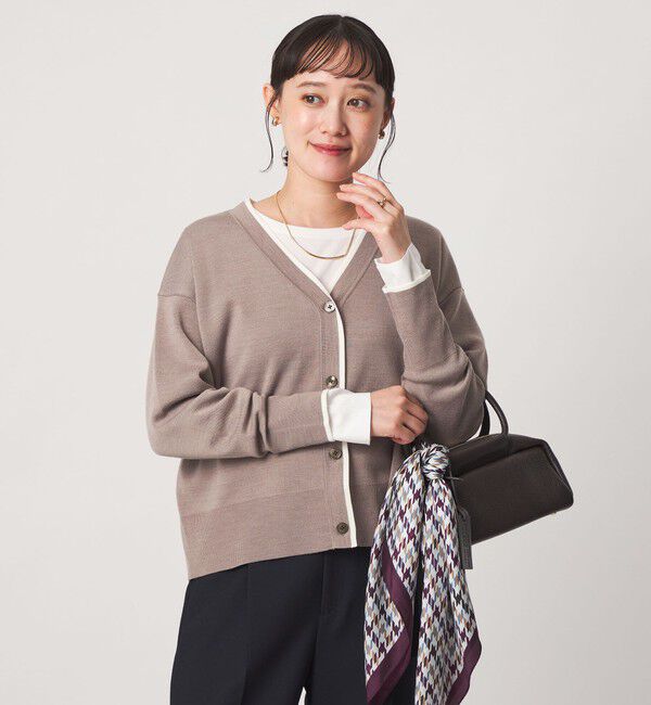 UNITED ARROWS green label relaxing「ウール スムース ワイド Vネック カーディガン ウォッシャブル」|カーディガン|