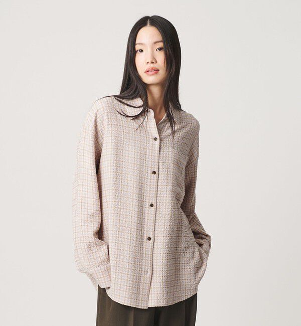 BEAUTY&YOUTH UNITED ARROWS「レーヨンブレンド チェック オーバーサイズシャツ」|シャツ・ブラウス|