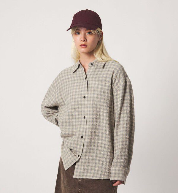 BEAUTY&YOUTH UNITED ARROWS「レーヨンブレンド チェック オーバーサイズシャツ」|シャツ・ブラウス|CREAM