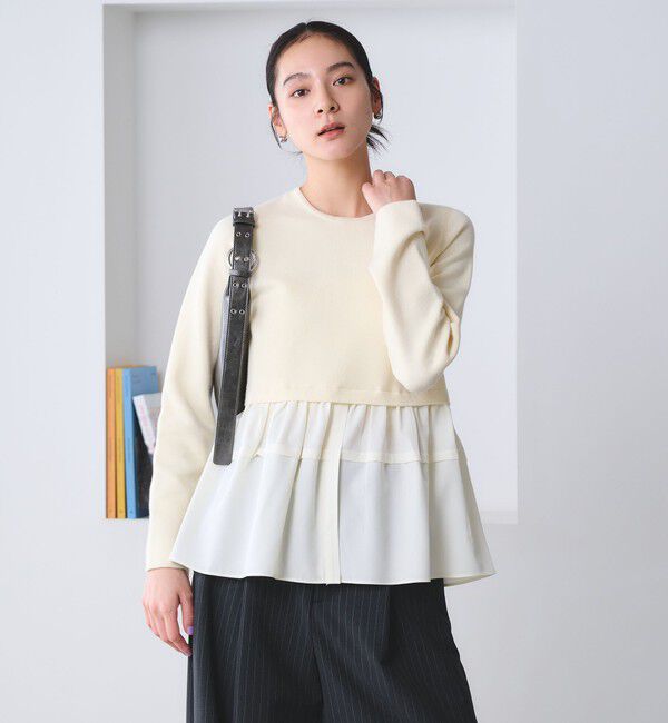BEAUTY&YOUTH UNITED ARROWS「【WEB限定 Wardrobe DAILY MINIMAL】レイヤードフレアニットプルオーバー ウォッシャブル」|ニット・セーター|