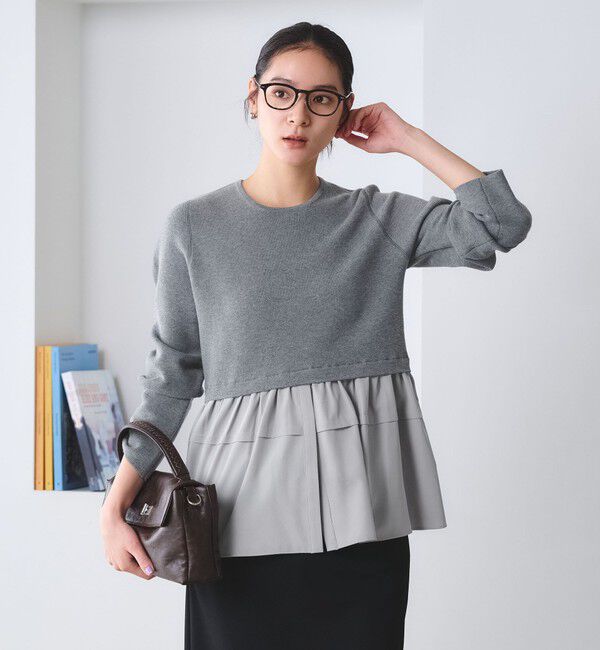 BEAUTY&YOUTH UNITED ARROWS「【WEB限定 Wardrobe DAILY MINIMAL】レイヤードフレアニットプルオーバー ウォッシャブル」|ニット・セーター|