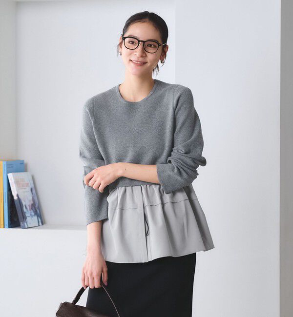 BEAUTY&YOUTH UNITED ARROWS「【WEB限定 Wardrobe DAILY MINIMAL】レイヤードフレアニットプルオーバー ウォッシャブル」|ニット・セーター|
