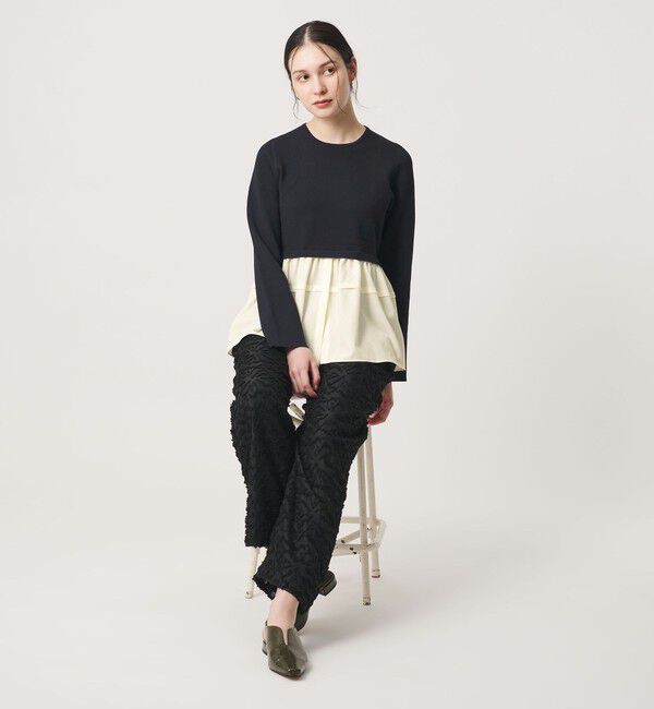 BEAUTY&YOUTH UNITED ARROWS「【WEB限定 Wardrobe DAILY MINIMAL】レイヤードフレアニットプルオーバー ウォッシャブル」|ニット・セーター|