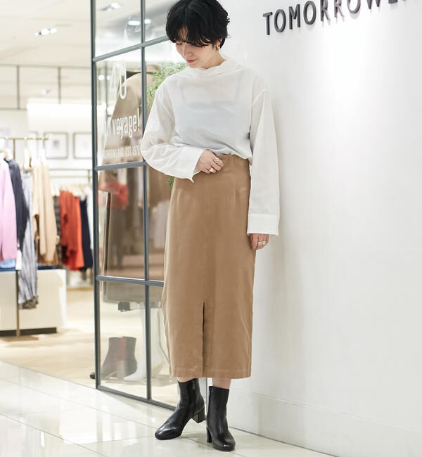 GALERIE VIE「コットンコーデュロイ Iラインスカート」|タイト|