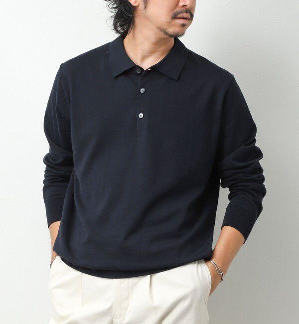 NOLLEY'S goodman「《ビジカジ対応》16G ニットポロ 26AW」|ニット・セーター|ネイビー