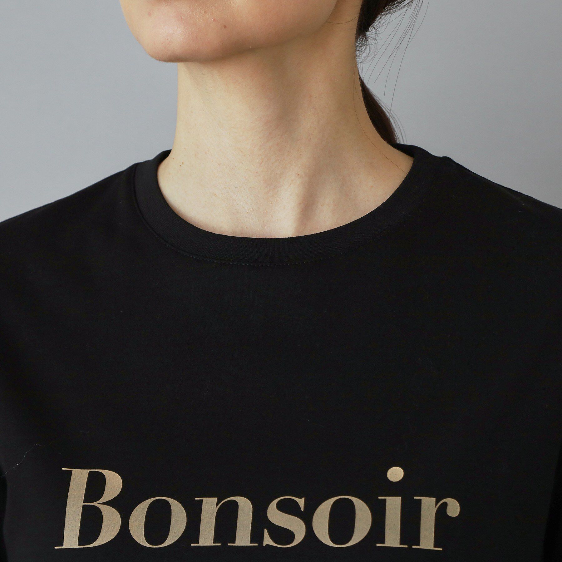 DRESSTERIOR「【接触冷感／抗菌防臭／消臭】アイスクリアコットン Bonsoir ロゴTシャツ」|Tシャツ・カットソー|