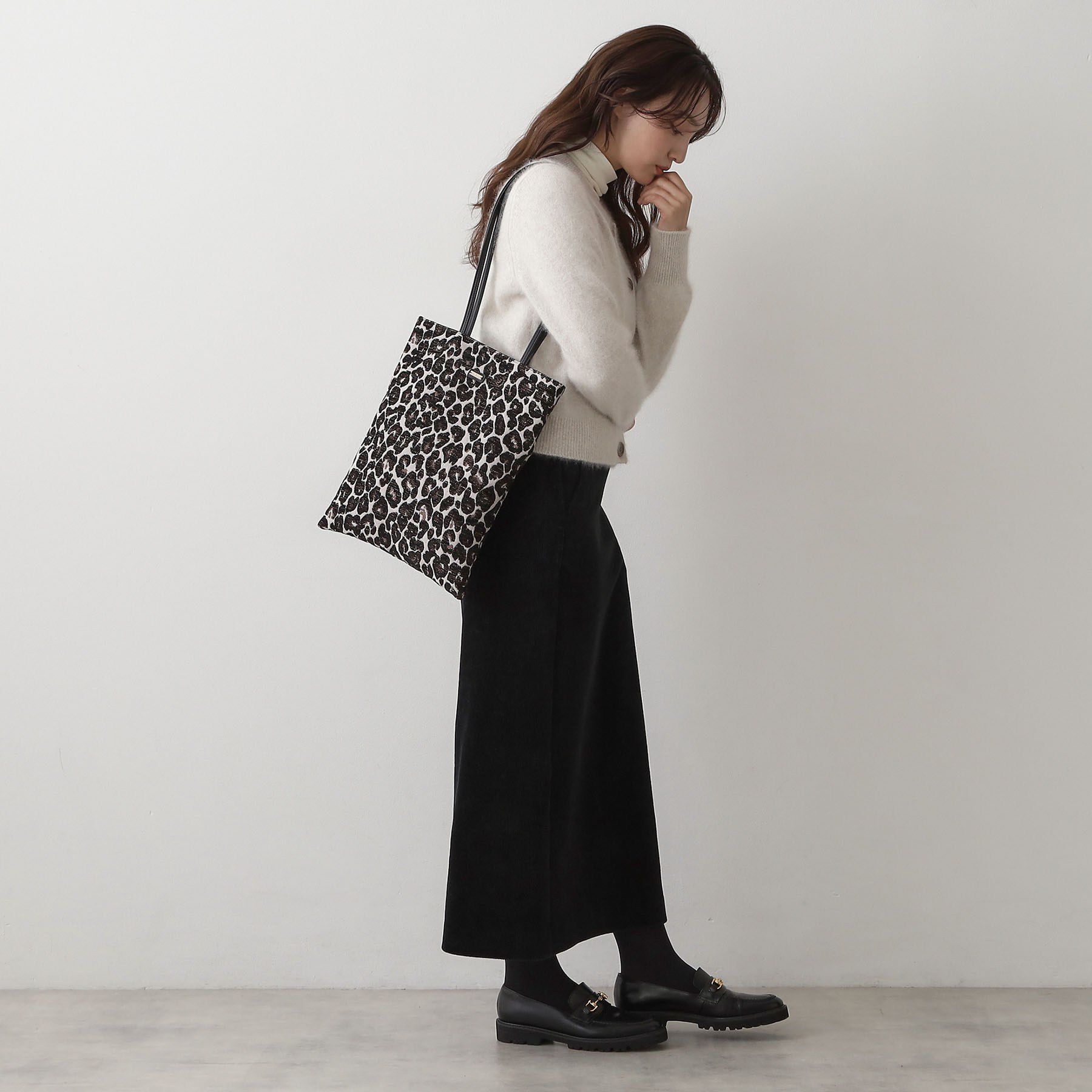 DRESSTERIOR「レザーハンドルレオパードトート」|トートバッグ|