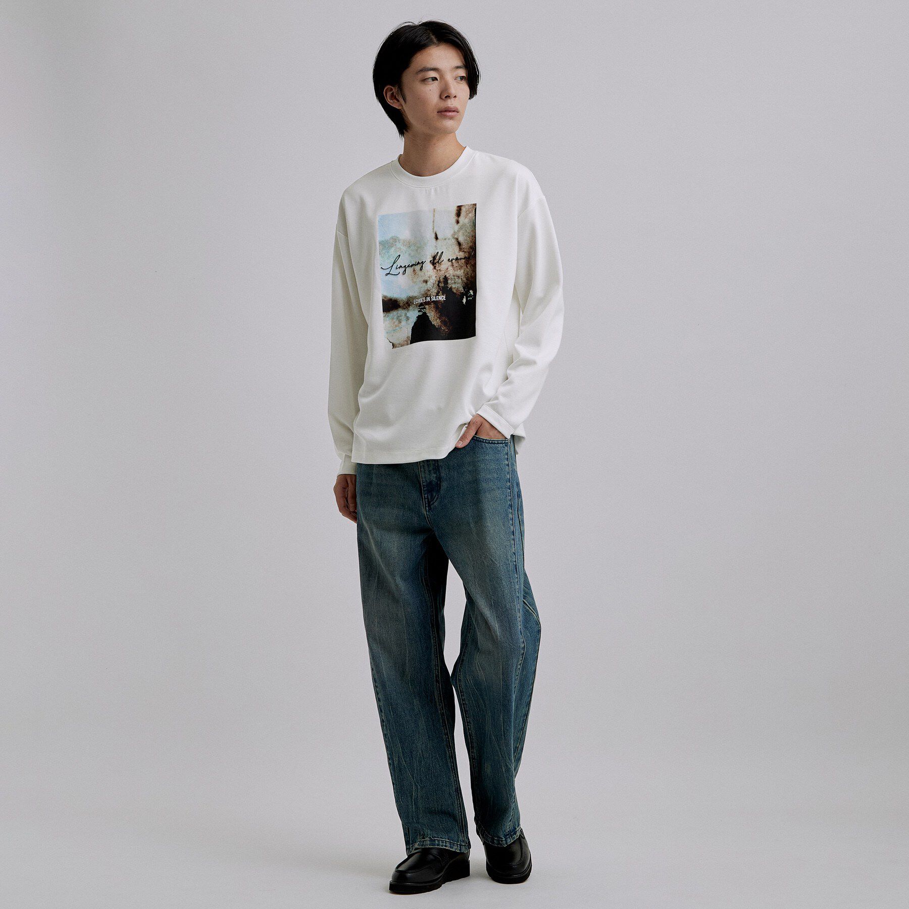 tk.TAKEO KIKUCHI「アートグラフィック ブラシ刺繍長袖Tシャツ」|Tシャツ・カットソー|