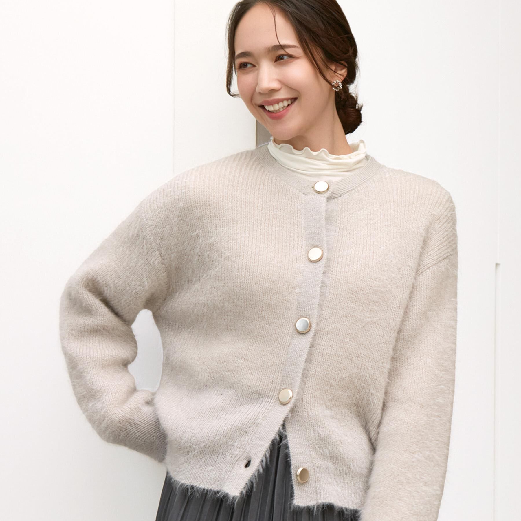 SHOO･LA･RUE「【S-LL】ゆるもこ シャギーニットカーディガン」|カーディガン|