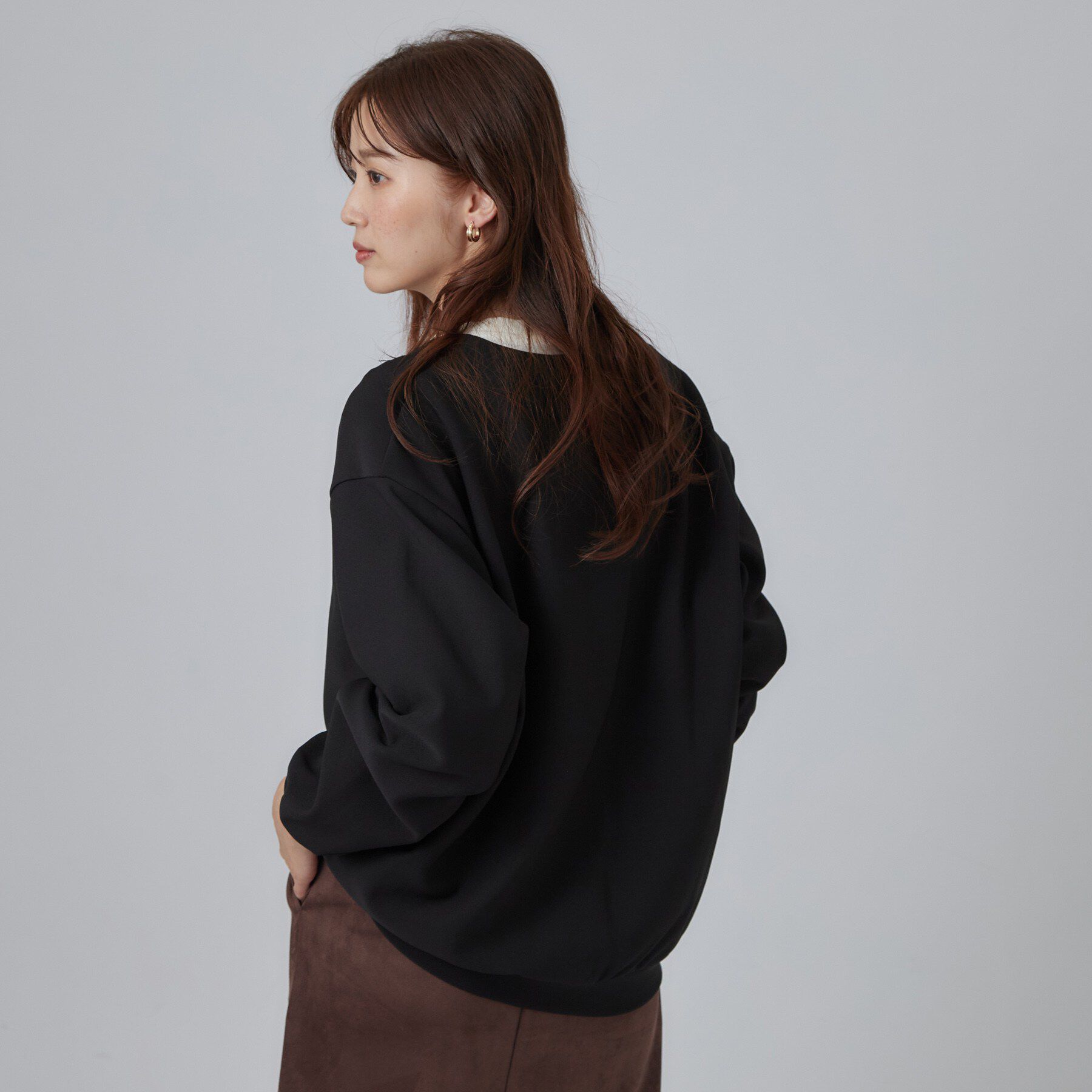 SHOO･LA･RUE「【あったか/S-LL/セットアップ可】ラクにキレイ見え ストレッチVネックカーディガン」|カーディガン|