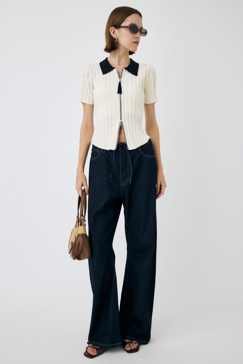 MOUSSY「ZIP UP RIB KNIT H/S シャツ」|シャツ・ブラウス|