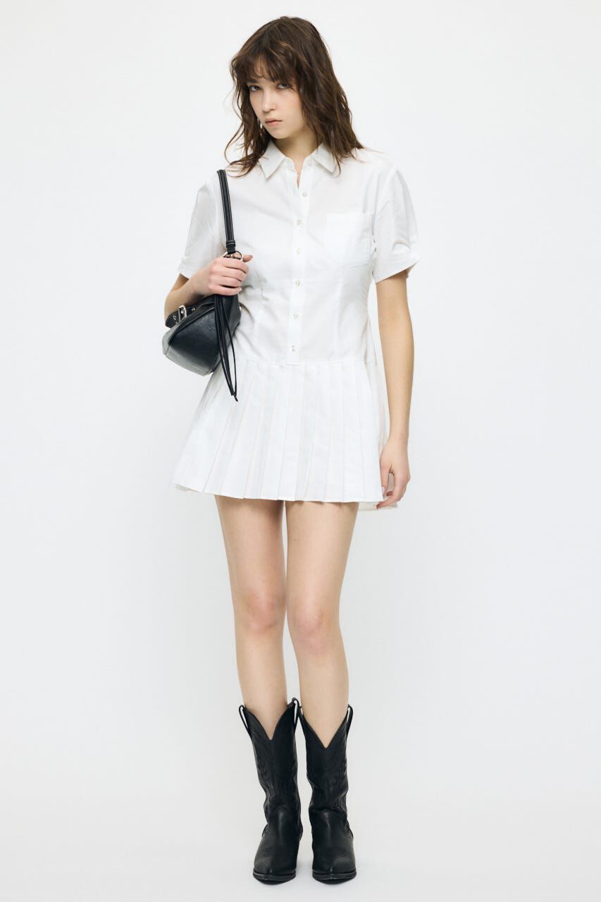 MOUSSY「PLEATED SHIRT MINI ドレス」|ワンピース|