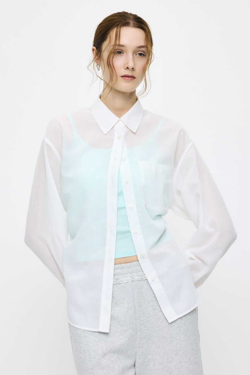 MOUSSY「FADE CHECK SHEER OVER シャツ」|シャツ・ブラウス|