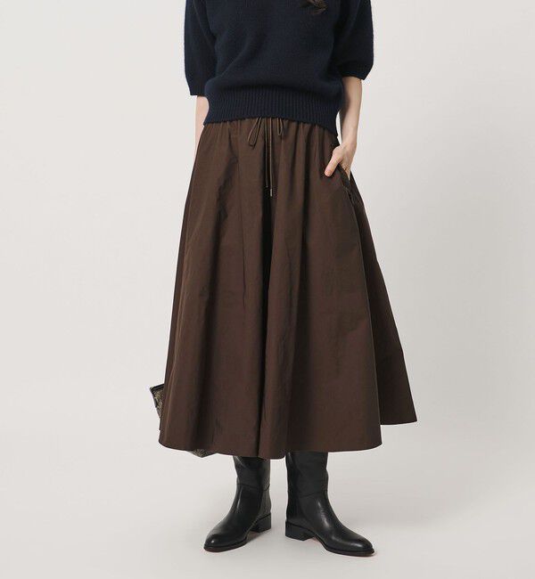 UNITED ARROWS「タフタ ジップ フレアスカート ‐ウォッシャブル‐」|フレア|DK.BROWN