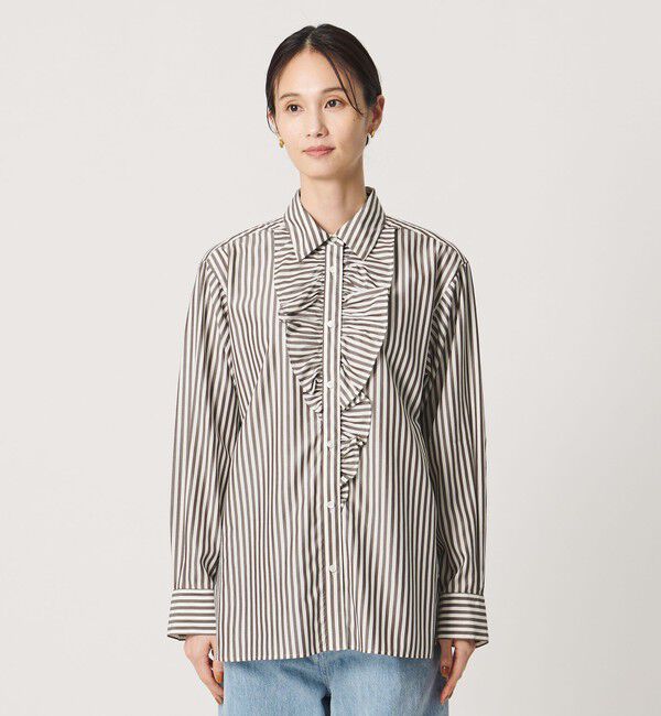 UNITED ARROWS「アシンメトリー フリル レギュラーシャツ」|シャツ・ブラウス|