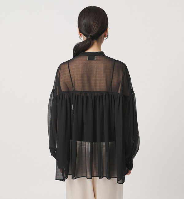 UNITED ARROWS「シアー ギャザー バンドカラー ブラウス」|シャツ・ブラウス|